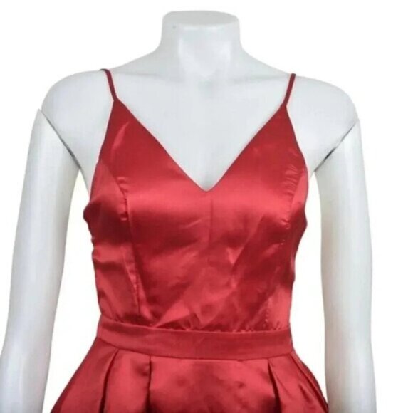 Maniju Red  Satin Mini Dress Formal Prom Homecoming Graduation Size Small - Picture 2 of 10